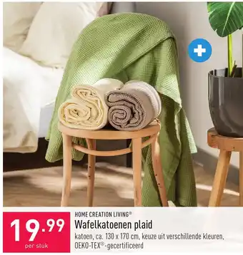 ALDI Home creation living wafelkatoenen plaid per stuk aanbieding