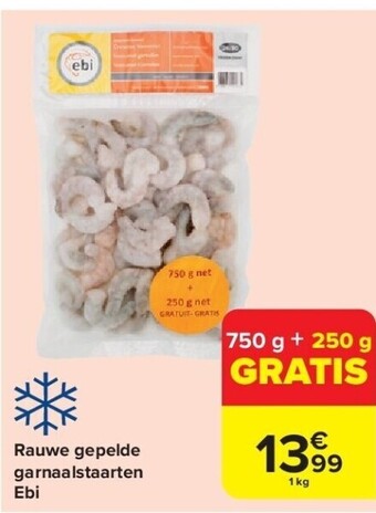 Carrefour Rauwe gepelde garnaalstaarten ebi aanbieding