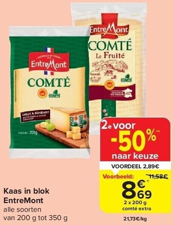 Carrefour Kaas in blok entremont aanbieding