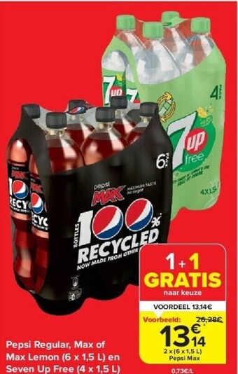 Carrefour Pepsi regular, max of max lemon aanbieding