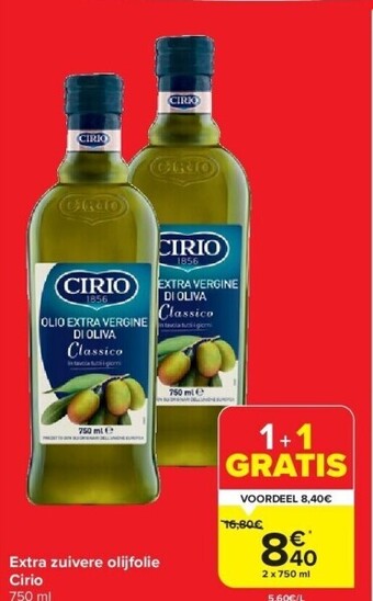 Carrefour Extra zuivere olijfolie cirio 750 ml aanbieding