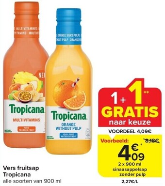 Carrefour Vers fruitsap tropicana aanbieding