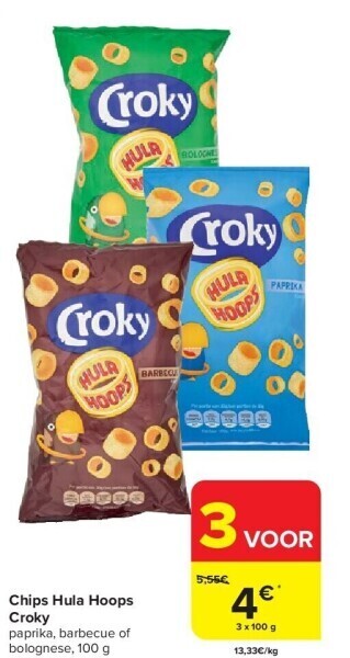 Carrefour Chips hula hoops croky aanbieding