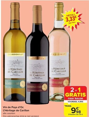 Carrefour Vin de pays d’oc l’héritage de carillan aanbieding