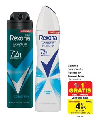Carrefour Gamma deodorants rexona en rexona men aanbieding