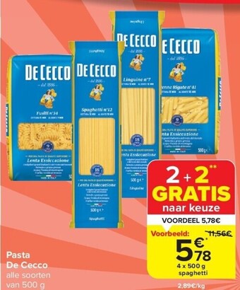 Carrefour Pasta de cecco aanbieding