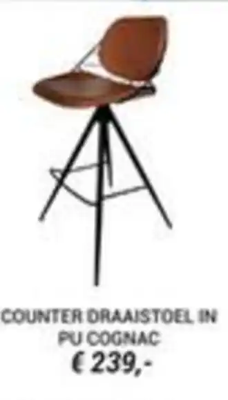 Counter draaistoel in pu cognac