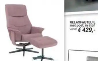 Relaxfauteuil met poef, in stof