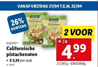 Lidl Californische pistachenoten aanbieding