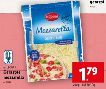 Lidl Geraspte mozzarella aanbieding