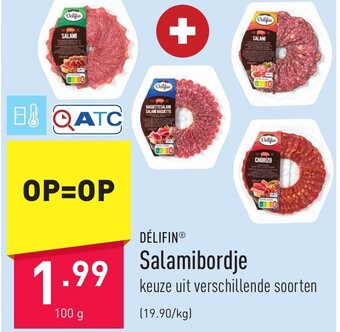 ALDI Delifin Salamibordje 100g aanbieding