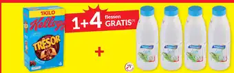 Intermarché 1 pak Kellogg's Tresor Melkchocolade 1kg + 4 Flessen Halfvolle Melk Paturages in Fles 1L aanbieding