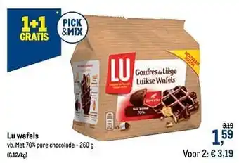 Makro Lu wafels met 70% pure chocolade aanbieding