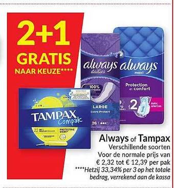 Intermarché Always Of Tampax aanbieding