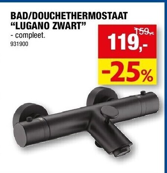 Hubo Bad/douchethermostaat “lugano zwart” aanbieding