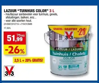 Hubo Lazuur “tuinhuis color” 3 l aanbieding