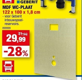 Hubo Mdf wc-plaat 122 x 100 x 1,8 cm aanbieding