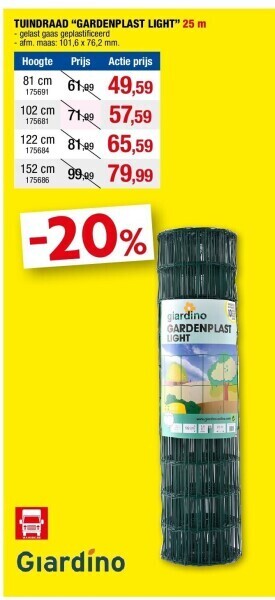 Hubo Tuindraad “gardenplast light” 25 m 81 cm aanbieding