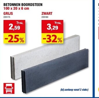 Hubo Betonnen boordsteen 100 x 20 x 6 cm grijs aanbieding
