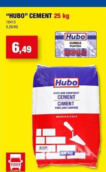 Hubo “hubo” cement 25 kg aanbieding