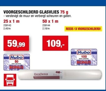 Voorgeschilderd glasvlies 75 g 25 x 1 m