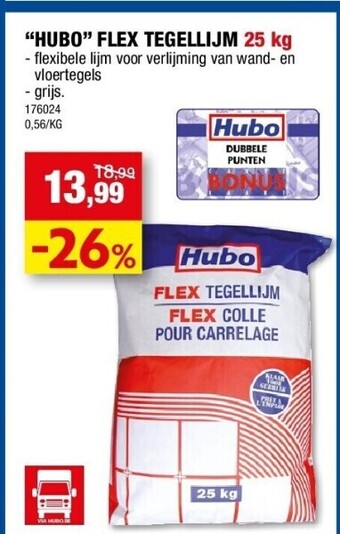 Hubo “hubo” flex tegellijm 25 kg aanbieding