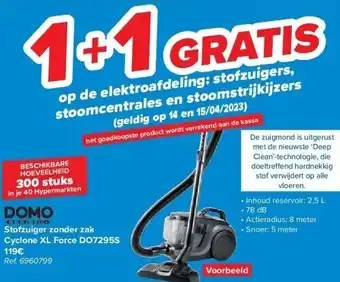 Carrefour Stofzuiger zonder zak cyclone xl force do7295s aanbieding