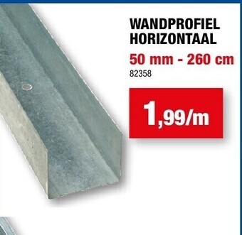 Hubo Wandprofiel horizontaal 50 mm - 260 cm aanbieding