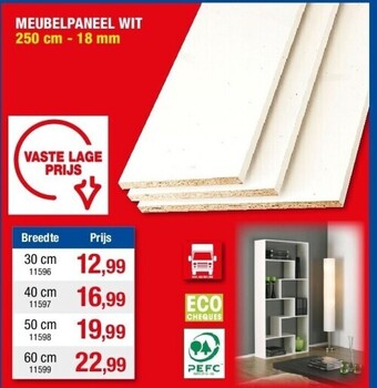 Hubo Meubelpaneel wit 250 cm - 18 mm 30 cm aanbieding
