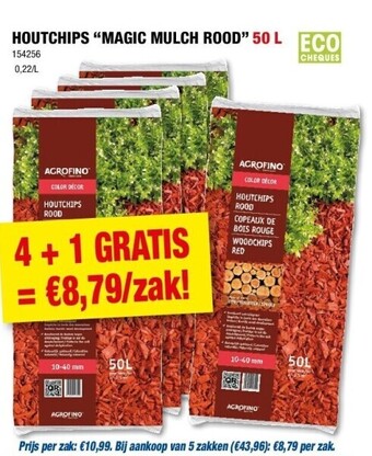 Hubo Houtchips “magic mulch rood” 50 l aanbieding