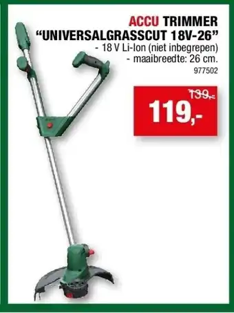 Hubo Accu trimmer “universalgrasscut 18v-26” aanbieding