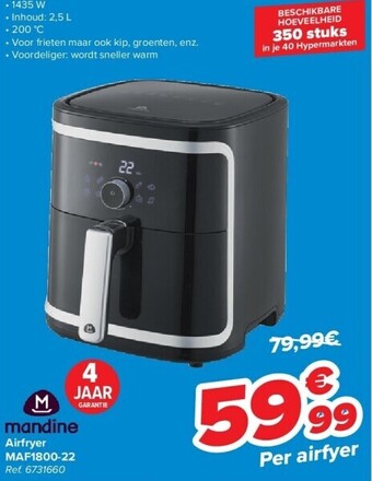 Carrefour Airfryer maf1800-22 aanbieding