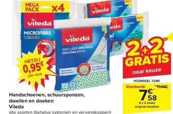 Carrefour Handschoenen, schuursponzen, dweilen en doeken vileda aanbieding