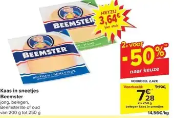 Carrefour Kaas in sneetjes beemster aanbieding