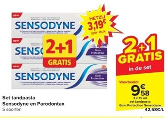 Carrefour Set tandpasta sensodyne en parodontax aanbieding