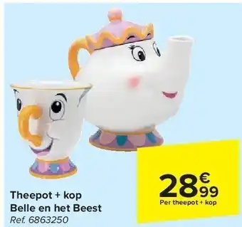 Carrefour Theepot + kop belle en het beest aanbieding