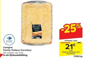 Carrefour Lasagne family traiteur carrefour aanbieding