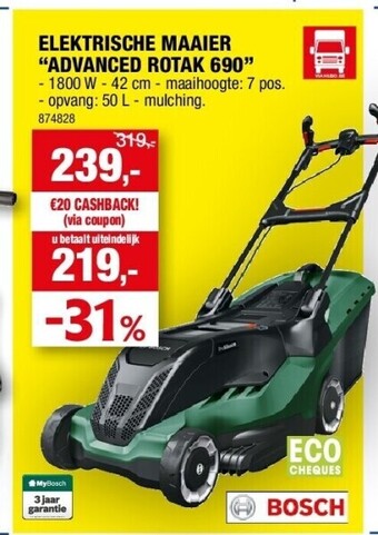 Hubo Elektrische maaier “advanced rotak 690” aanbieding