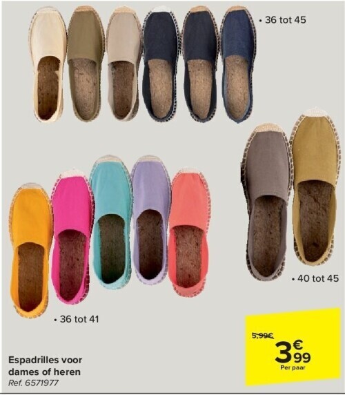 Espadrilles voor dames of heren promotie bij Carrefour