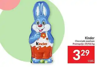 Intermarché Kinder Chocolade Paashaas 110g aanbieding