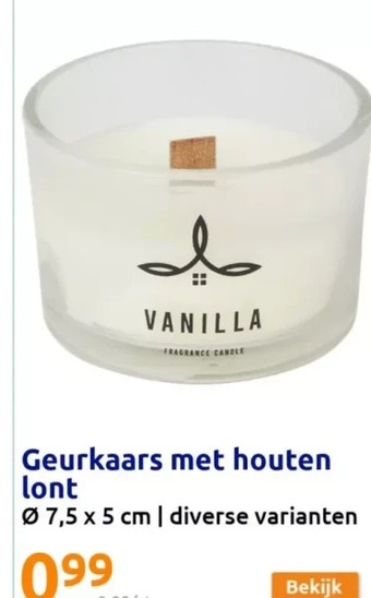 Action Geurkaars met houten lont aanbieding