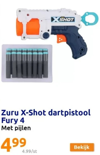 Action Zuru x-shot dartpistool fury 4 aanbieding