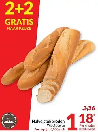 Halve stokbroden wit of boeren