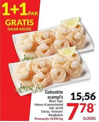 Intermarché Gekookte scampi`s black tiger natuur of gemarineerd aanbieding