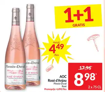 Intermarché Rose d'Anjou aoc plessis-duval rose 2 x 75 cl aanbieding