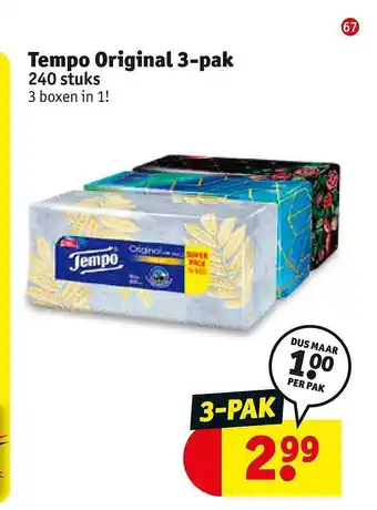 Kruidvat Tempo Original 3 Pak 240 Stuks aanbieding