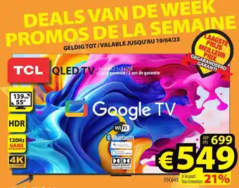 ElectroStock TCL QLED TV 139cm / 55" 55C645 aanbieding