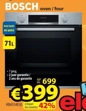 ElectroStock Bosch oven / four 71L HBA534ES0 aanbieding