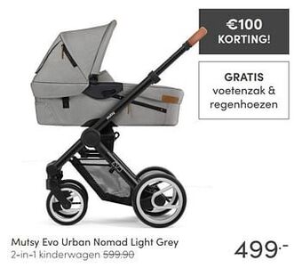 Baby & Tiener Mutsy evo urban nomad light grey 2-in-1 kinderwagen aanbieding
