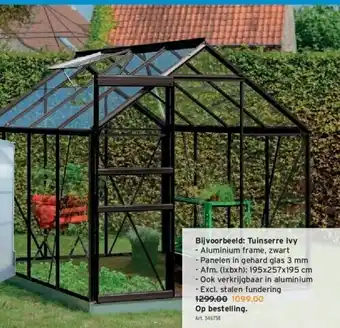 GAMMA Bijvoorbeeld: tuinserre ivy - aluminium frame, zwart - panelen in gehard glas 3 mm - afm. (lxbxh): 195x257x195 cm aanbieding